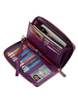 Chelmon Womens Wallet Genuine Leather RFID Blocking Purse Credit Card Clutch