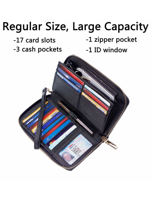 Chelmon Womens Wallet Genuine Leather RFID Blocking Purse Credit Card Clutch