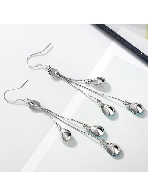 Neoglory Jewelry Mother's Day Gift Teardrop Crystal Three Colors Drop Earrings 3.14" embellished with Crystals from Swarovski