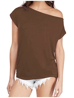 Sarin Mathews Women's Casual Off Shoulder Tops Short Sleeve T Shirts Lose Sexy Tank Tops Blouses