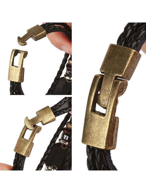 Hamoery Punk Alloy Leather Bracelet for Constellation Braided Rope Bracelet Bangle