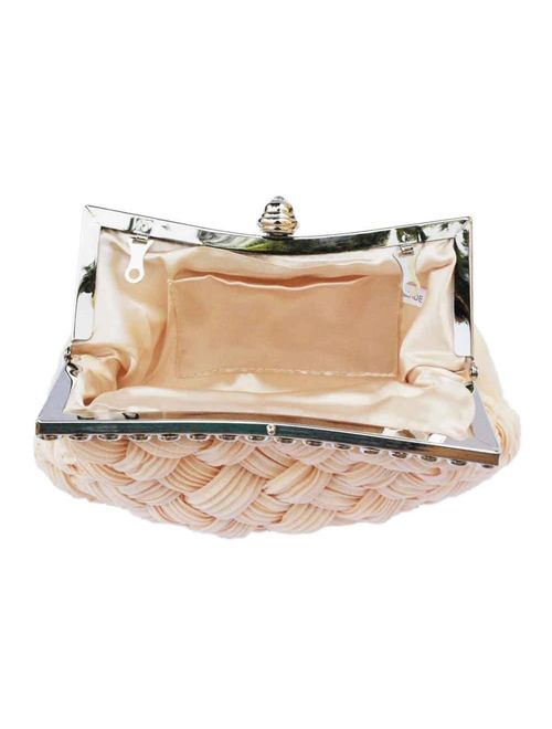 Chicastic Pleated and Braided Rhinestone studded Wedding Evening Bridal Bridesmaid Clutch Purse