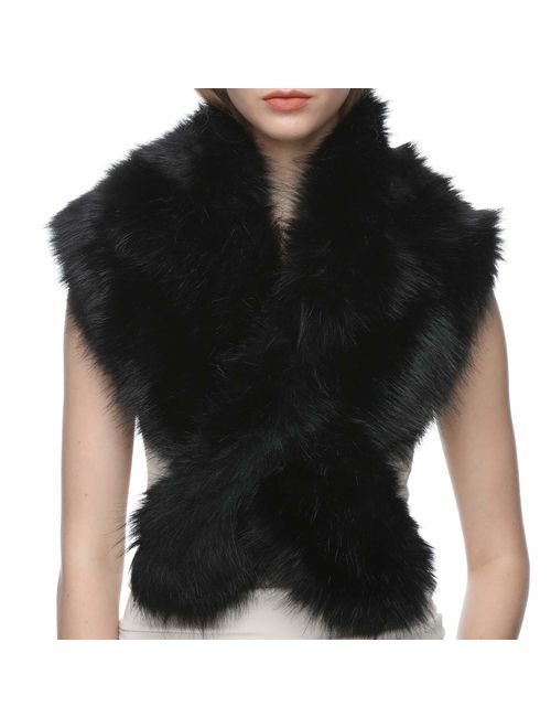 Dikoaina Extra Large Women's Faux Fur Collar for Winter Coat
