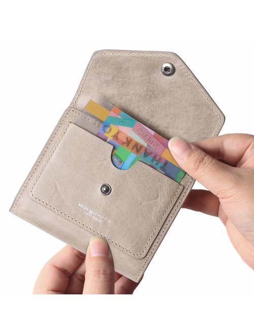 Small Leather Wallet for Women, RFID Blocking Women's Credit Card Holder Mini Bifold Pocket Purse