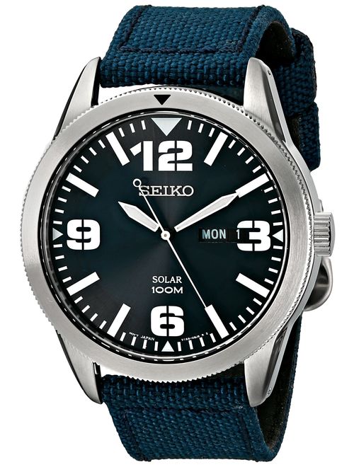 Seiko Men's Blue Dial Blue Nylon Strap Solar Watch