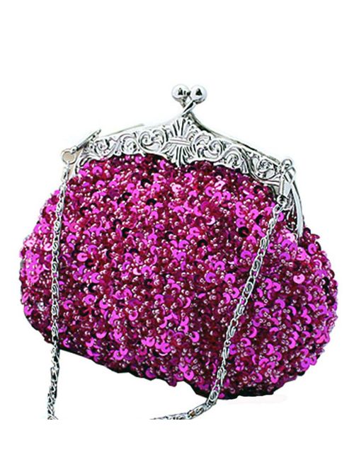 Chicastic Full Sequin Mesh Beaded Antique Style Wedding Evening Formal Cocktail Clutch Purse