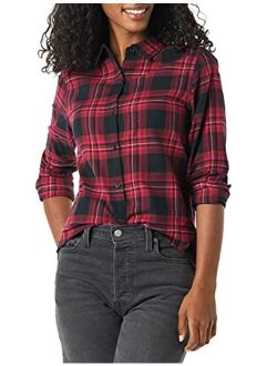Women's Classic-Fit Long-Sleeve Lightweight Plaid Flannel Shirt