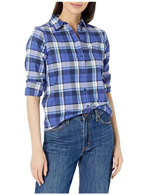 Amazon Essentials Women's Classic-Fit Long-Sleeve Lightweight Plaid Flannel Shirt