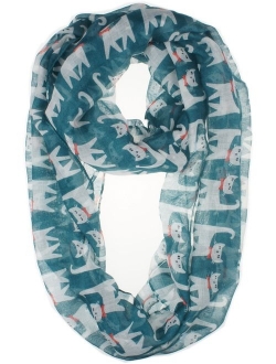 VIVIAN & VINCENT Soft Light Various Print Sheer Infinity loop circle Scarf