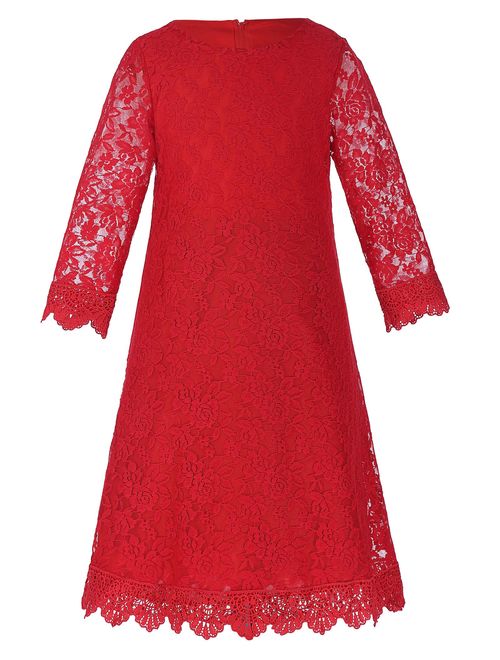 GRACE KARIN Girls Shift Flower Lace Dresses with Sleeves