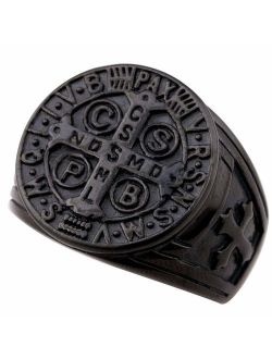 Zovivi St Benedict Exorcism Stainless Steel Ring Demon Protection Ghost Hunter CSBP