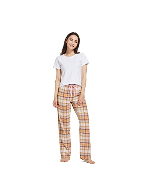 CYZ Women's 100% Cotton Super Soft Flannel Plaid Pajama/Lounge Pants