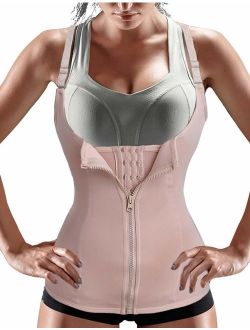 Fanteecy Womens Zipper Tummy Control Corset Post Surgery Girdle Full Body Shaper Cincher Shapewear Bodysuit Shorts