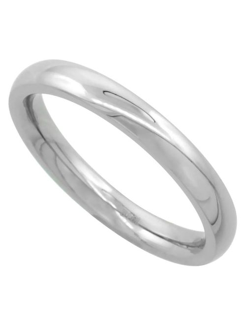 Surgical Steel Plain Wedding Band Thumb Ring/Toe Ring 3mm Domed Comfort-Fit High Polish, Sizes 5-12