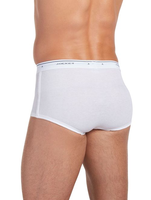 Jockey Men's Cotton Solid Underwear Classic Full Rise Brief - 6 Pack