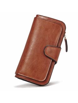 Wallet for Women Leather Designer Bifold Long Ladies Credit Card Holder Organizer Ladies Clutch