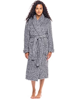 Women's Plush Fleece Robe, Warm Long Hair Shaggy Bathrobe