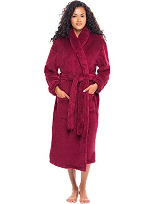 Alexander Del Rossa Women's Plush Fleece Robe, Warm Long Hair Shaggy Bathrobe