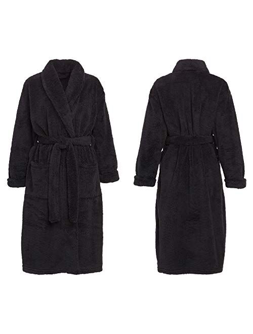Alexander Del Rossa Women's Plush Fleece Robe, Warm Long Hair Shaggy Bathrobe