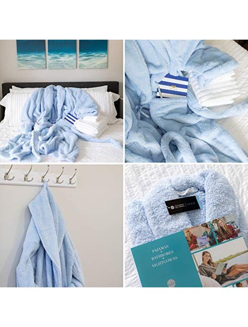 Alexander Del Rossa Women's Plush Fleece Robe, Warm Long Hair Shaggy Bathrobe