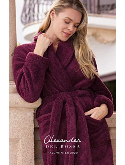 Alexander Del Rossa Women's Plush Fleece Robe, Warm Long Hair Shaggy Bathrobe