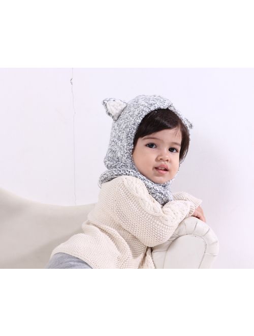 Connectyle Baby Kids Warm Winter Hats Cute Thick Earflap Hood Hat Scarves with Ears