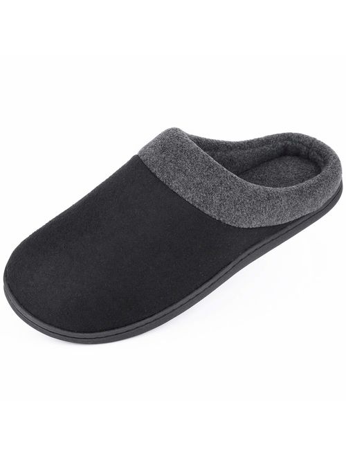 HomeIdeas Mens Woolen Fabric Memory Foam Anti-Slip House Slippers Autumn Winter Breathable Indoor Shoes
