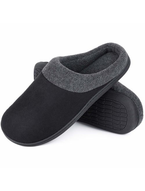 HomeIdeas Mens Woolen Fabric Memory Foam Anti-Slip House Slippers Autumn Winter Breathable Indoor Shoes