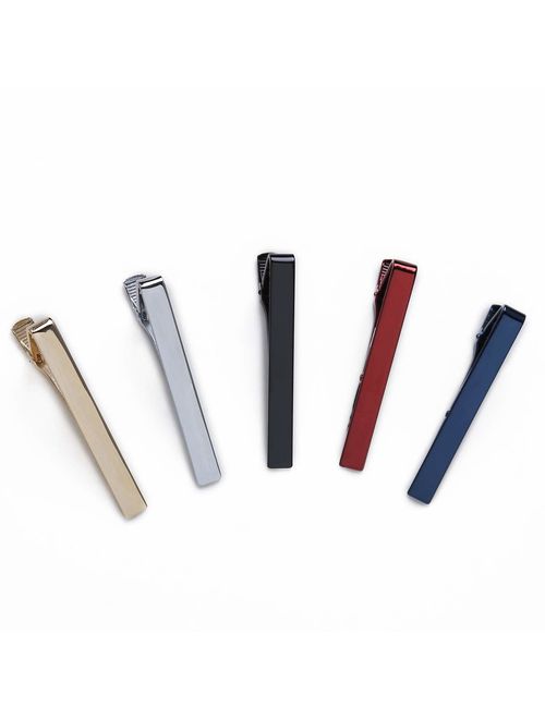 QIMOSHI 6 Pcs Tie Clips for Men Tie Bar Clip Set for Regular Ties Necktie Wedding Business Tie Pin Clips