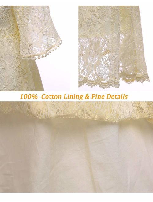 Youwon Flower Girls Dress Lace Dress Vintage Country Wedding Party Dress 2-6 7-16