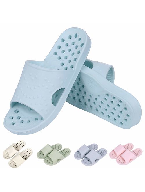 Cysincos Unisex Shower Sandal Slippers for Women and Men Quick Drying Non-Slip Bathroom Slippers Couples Gym Slippers Soft Sole Open Toe Shower Spa Bath House Slippers Sandals 