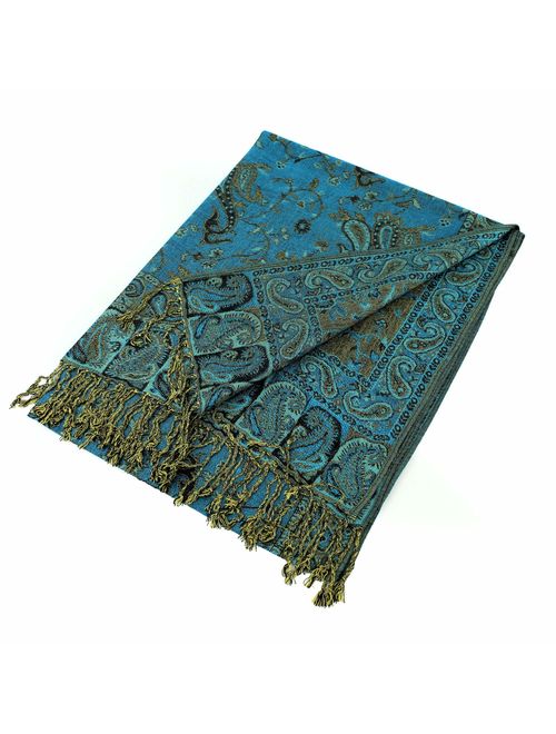 Paskmlna Reversible Paisley Pashmina Shawl Wrap Elegant Colors