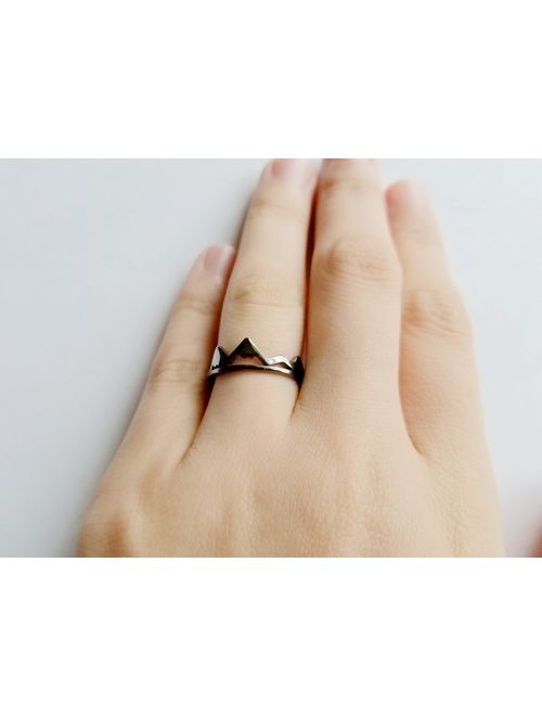 Rosa Vila Mountain Range Ring for Women, Ideal Gift for Outdoor Lovers and Hikers, Adjustable Mountain Rings for Women