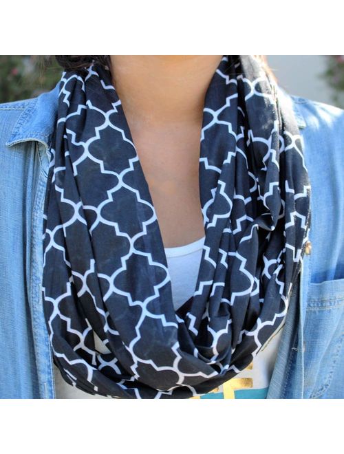 Pop Fashion Scarves for Women, Girls, Ladies, Infinity Scarf with Zipper Pocket Pattern Print Lightweight Wrap - $44.99