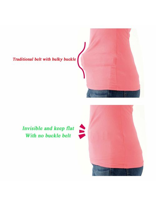 Buckle-less No Bulge Belt for Women, No Buckle and Hassle Elastic Invisible Belts for Jeans