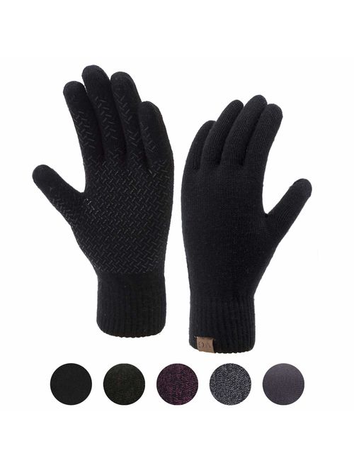 Winter Touchscreen Gloves for Men & Women 3 Fingers Dual-layer Touch Screen Warm Lined Anti-Slip Knit Texting Glove 2 Size