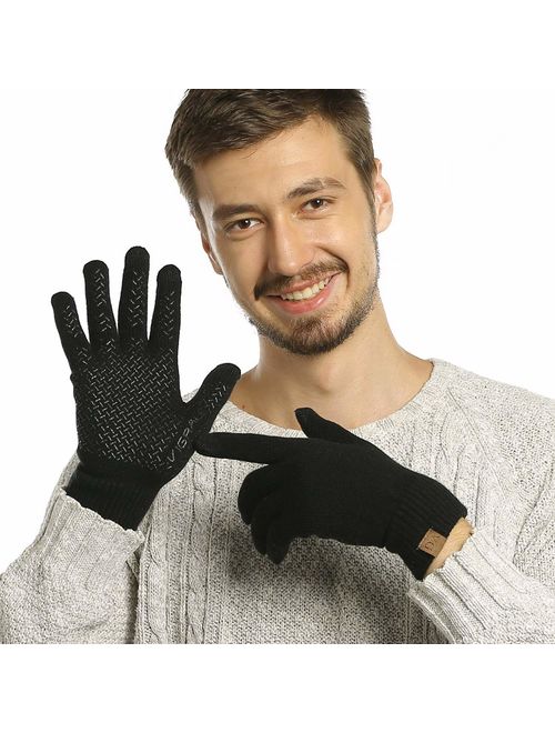 Winter Touchscreen Gloves for Men & Women 3 Fingers Dual-layer Touch Screen Warm Lined Anti-Slip Knit Texting Glove 2 Size