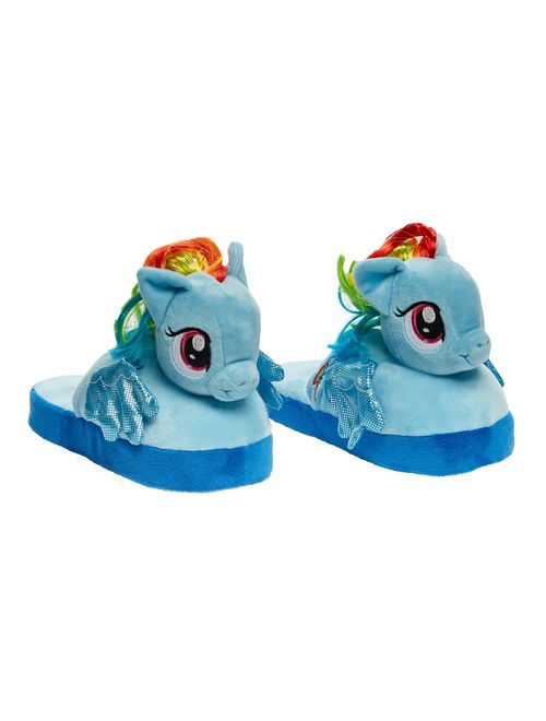 Stompeez Animated My Little Pony Plush Slippers - Ultra Soft and Fuzzy Rainbow Dash Character - Wings Flap as You Walk