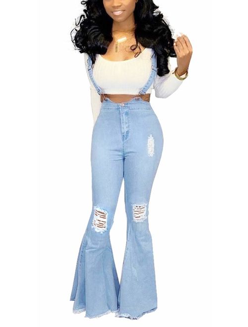 Bell Bottom Jeans for Women Ripped High Waisted Classic Flared Pants