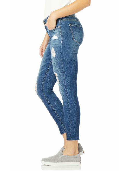 WallFlower Women's Juniors Destructed Luscious Curvy Ankle Skinny Jeans