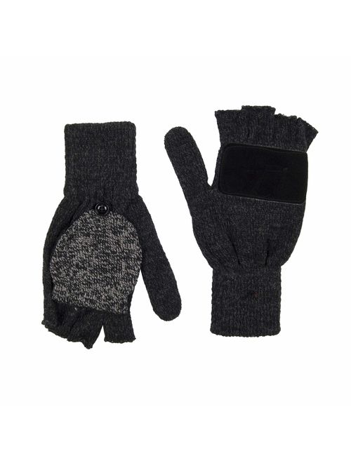 Levi's Men's Heathered Knit Fingerless Gloves, Charcoal/black, One Size