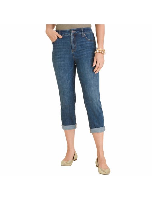 Chico's Women's So Slimming Girlfriend Stretch Cropped-Length Denim Classic Cut Jeans