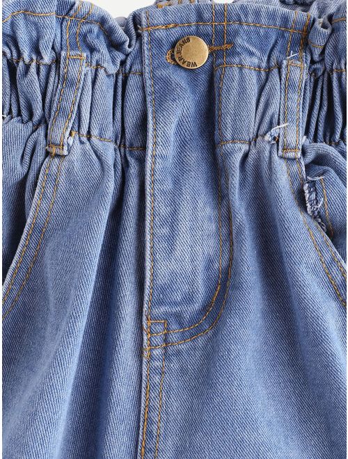 Milumia Women's Casual High Waisted Hemming Denim Jean Shorts with Pockets