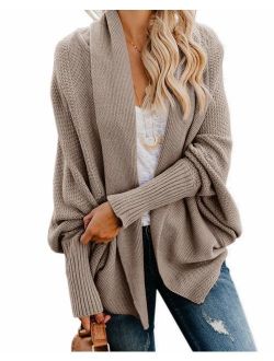 Imily Bela Womens Kimono Batwing Cable Knitted Slouchy Oversized Wrap Cardigan Sweater