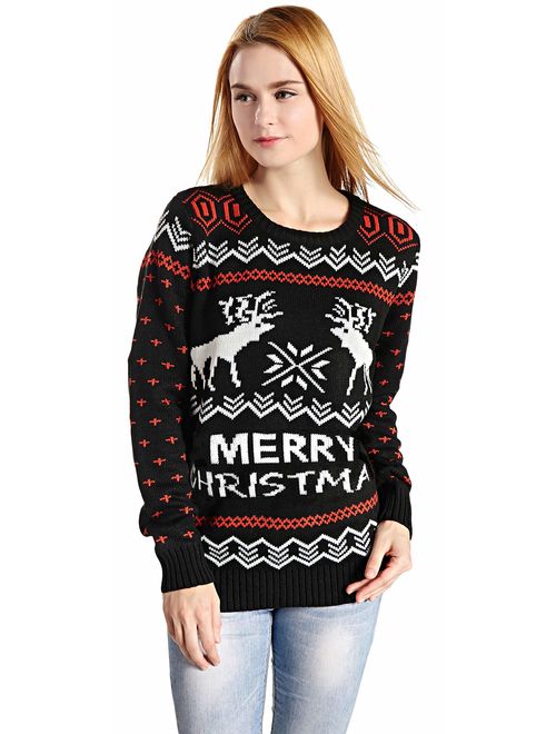 v28 Women's Patterns Reindeer Snowman Tree Snowflakes Christmas Sweater Cardigan