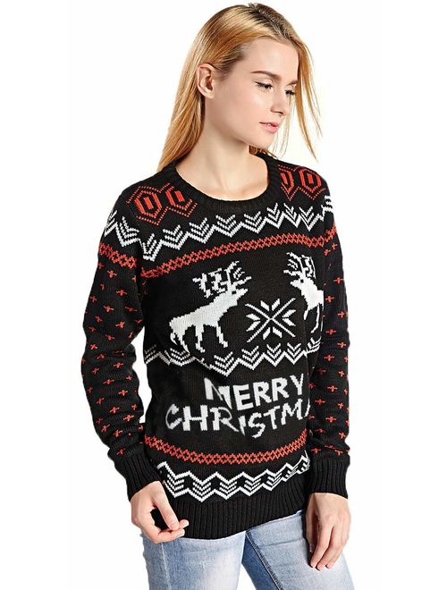 v28 Women's Patterns Reindeer Snowman Tree Snowflakes Christmas Sweater Cardigan