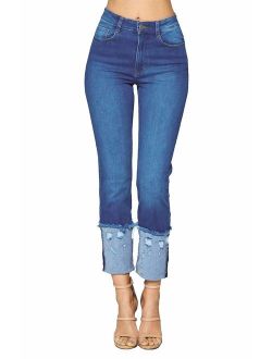 BLUE AGE Womes Rip and Destroyed Skinny Jeans-Super Stretch Denim