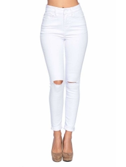 BLUE AGE Womes Rip and Destroyed Skinny Jeans-Super Stretch Denim