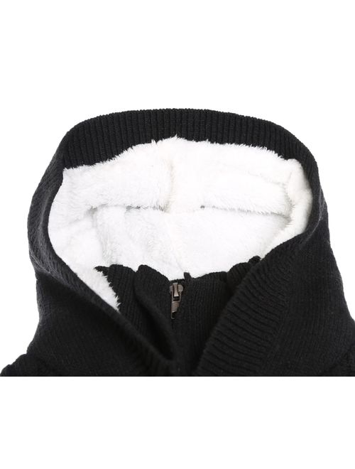 Asvivid Womens Button Down Cable Knit Cardigans Fleece Hooded Zipper Sweater Coats with Pockets