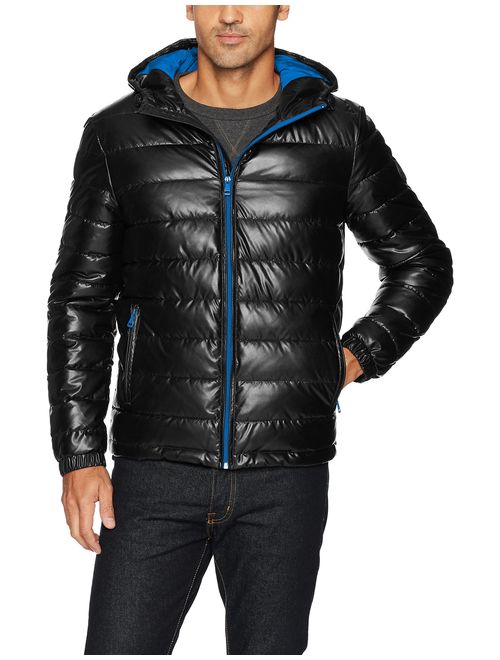 Cole Haan Signature Men's Hooded Faux Leather Jacket